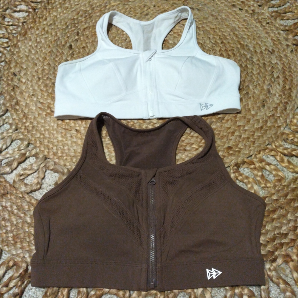 Women's White and Brown Sports Bras